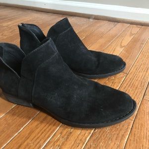 BORN  black suede booties 9.5 run large